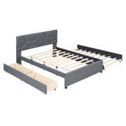 Upholstered Platform Bed With Brick Pattern Headboard And Twin Long Size Trundle - R&R Furniture Gallery (Fountain Valley, CA)