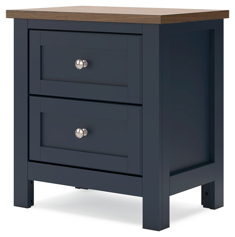 Landocken - Two Drawer Night Stand - Brown / Blue - R&R Furniture Gallery (Fountain Valley, CA)