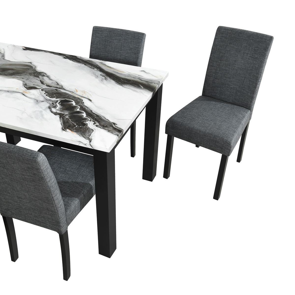 Sarang - Panda Dining Table With 4 Padded Dining Chairs - Black