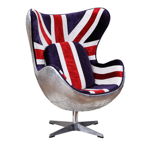Brancaster - British Flag Accent Chair With Swivel - Pattern Fabric & Aluminum - R&R Furniture Gallery (Fountain Valley, CA)