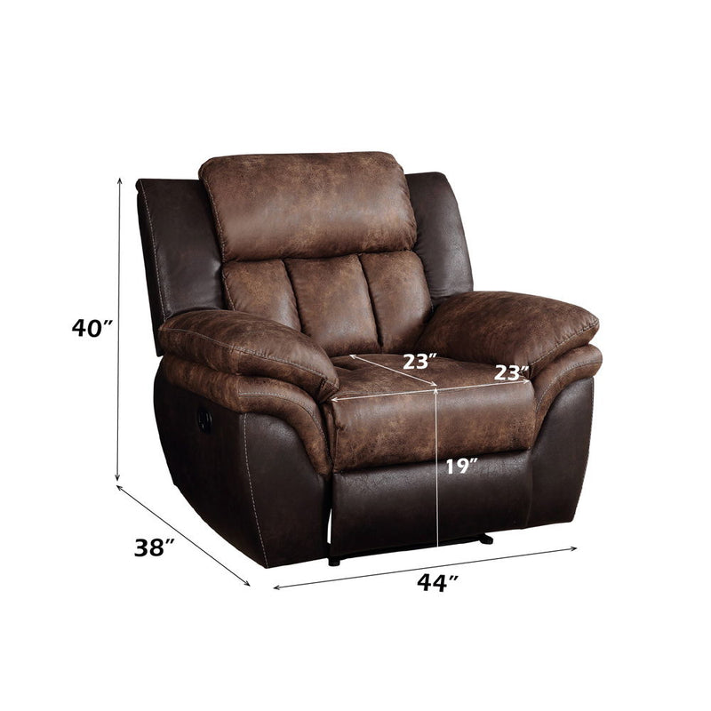 Jaylen - Motion Recliner - Toffee & Espresso Polished Microfiber - R&R Furniture Gallery (Fountain Valley, CA)