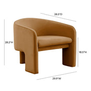TOV Furniture Marla velvet accent arm chair with plush upholstery and modern design, featuring a cozy, stylish seating option.