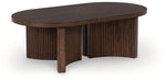 Korestone - Oval Cocktail Table - Dark Brown - R&R Furniture Gallery (Fountain Valley, CA)