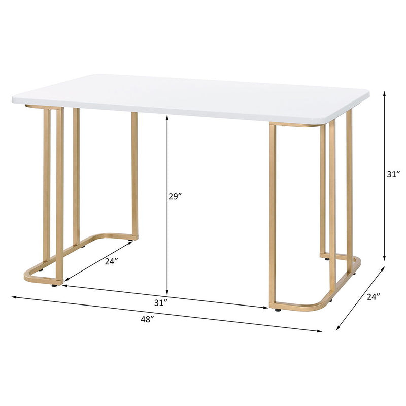 Estie - Writing Desk (Same Ac00902) - White & Gold - R&R Furniture Gallery (Fountain Valley, CA)