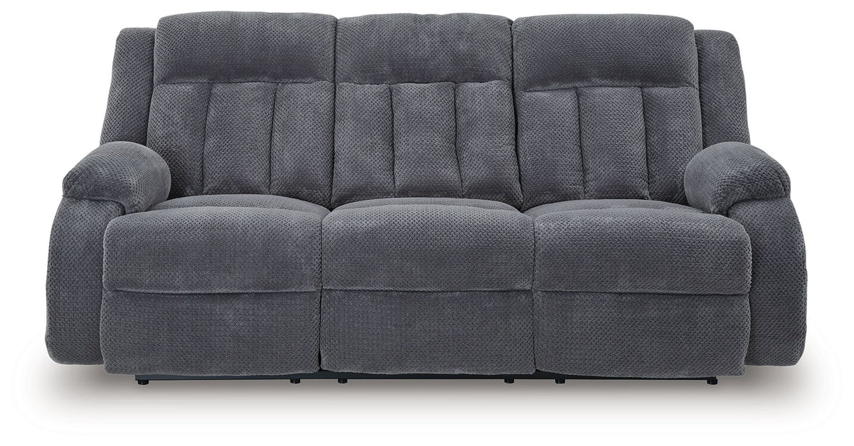 Observation - Reclining Power Sofa With Drop Down Table - Steel - R&R Furniture Gallery (Fountain Valley, CA)