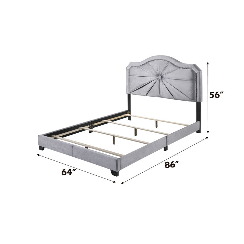 Frankie - Queen Bed - Gray Velvet - R&R Furniture Gallery (Fountain Valley, CA)