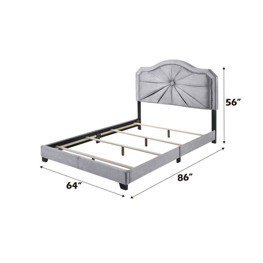 Frankie - Queen Bed - Gray Velvet - R&R Furniture Gallery (Fountain Valley, CA)