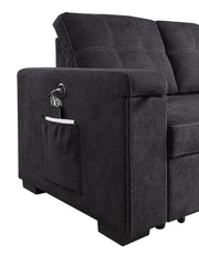 Toby - Woven Fabric Reversible Sleeper Sectional Sofa With Storage Chaise Cup Holder Charging Ports And Pockets - R&R Furniture Gallery (Fountain Valley, CA)