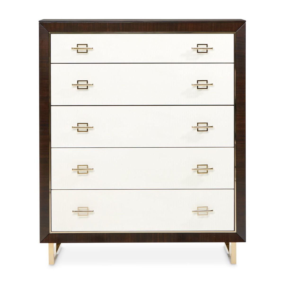 Belmont Place - 5-Drawer Chest - White / Dark Brown - R&R Furniture Gallery (Fountain Valley, CA)
