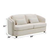 Mariko - Loveseat With 2 Pillows - Beige Linen - R&R Furniture Gallery (Fountain Valley, CA)