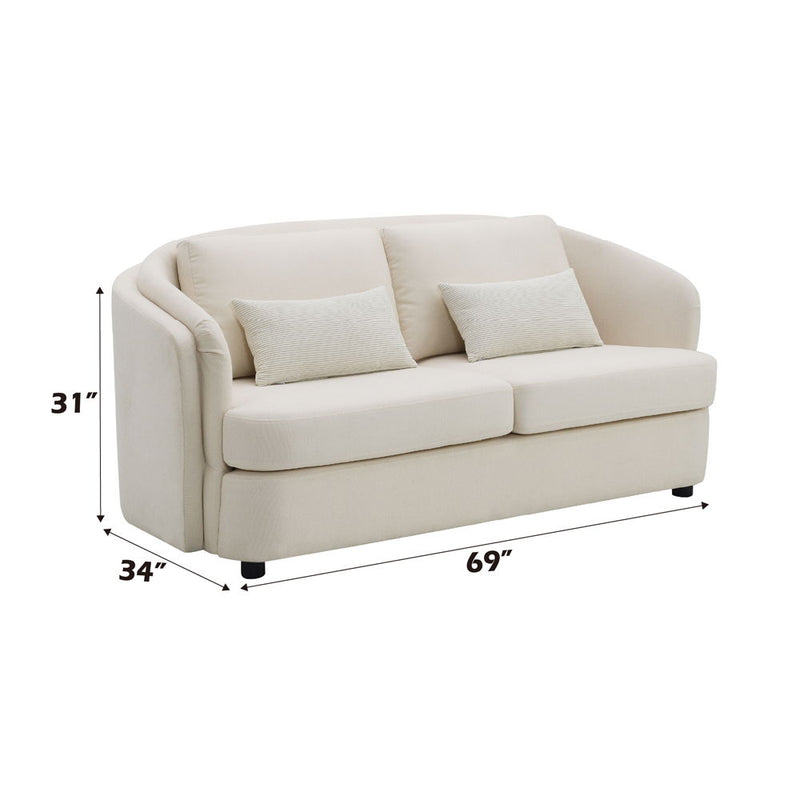 Mariko - Loveseat With 2 Pillows - Beige Linen - R&R Furniture Gallery (Fountain Valley, CA)