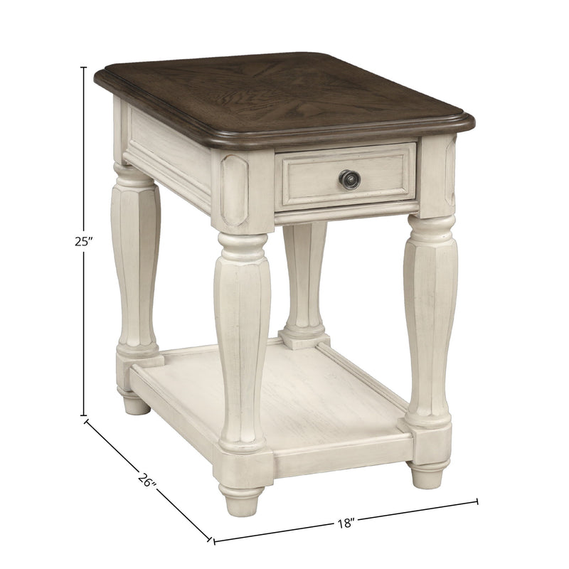 Chairside Table With Storage - Antique White - R&R Furniture Gallery (Fountain Valley, CA)