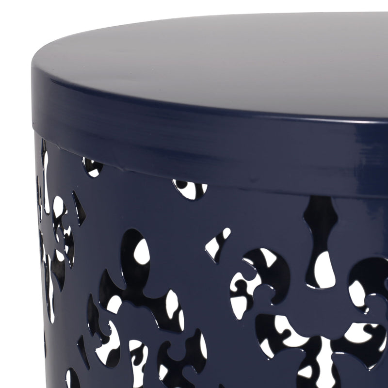 Modern outdoor metal end table by Noble House with a sleek design and sturdy construction for patio or garden use.
