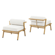 La Fiora - Outdoor Patio Iron Club Chair (Set of 2) - Off White / Teak - R&R Furniture Gallery (Fountain Valley, CA)