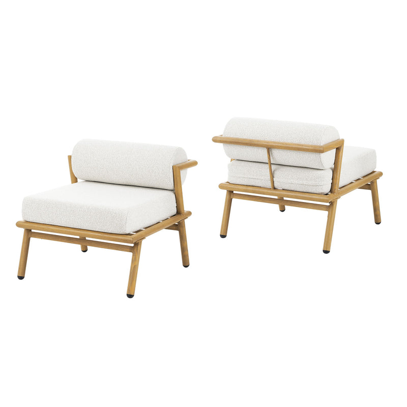 La Fiora - Outdoor Patio Iron Club Chair (Set of 2) - Off White / Teak - R&R Furniture Gallery (Fountain Valley, CA)