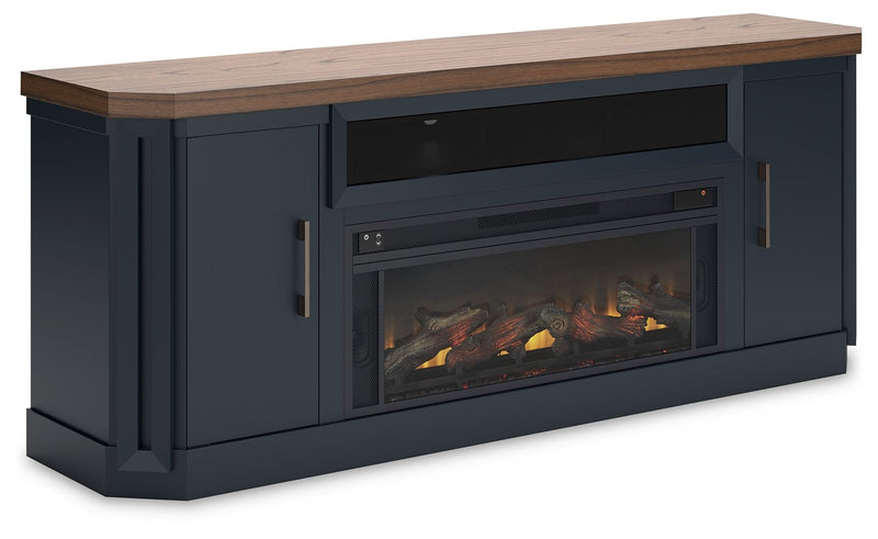 Landocken - 83" TV Stand With Electric Fireplace - Two-tone - R&R Furniture Gallery (Fountain Valley, CA)