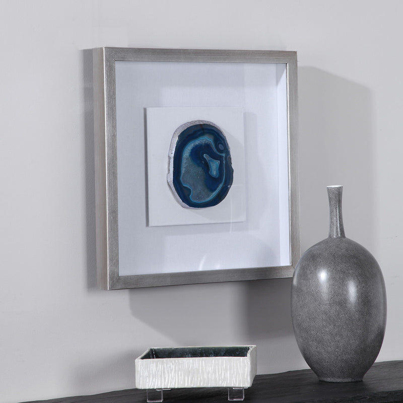 Blue Kalia Stone Shadow Box wall decor by Uttermost, featuring textured stone design for stylish interior decoration.