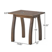 Noble House Kinesis outdoor side table with slatted top and wood frame, ideal for patio or garden seating areas.
