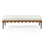 TOV Furniture Oodle vegan mohair upholstered bench with walnut wood legs, modern design and plush seating.