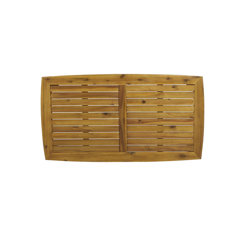 Brown outdoor rectangular coffee table by Noble House, showcasing a sturdy wooden design perfect for patio or garden seating areas.