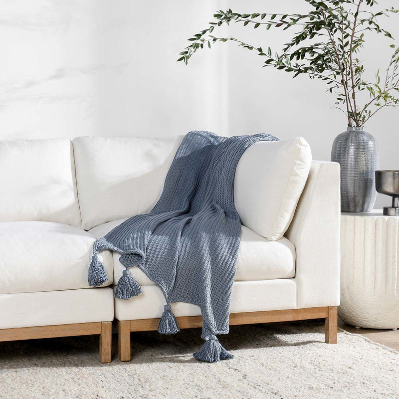 Throws - TC Veda Throw - Sea Fog Blue