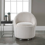 Uttermost Crue fabric swivel chair with modern design and plush cushioning, featuring a sleek, comfortable seating option.
