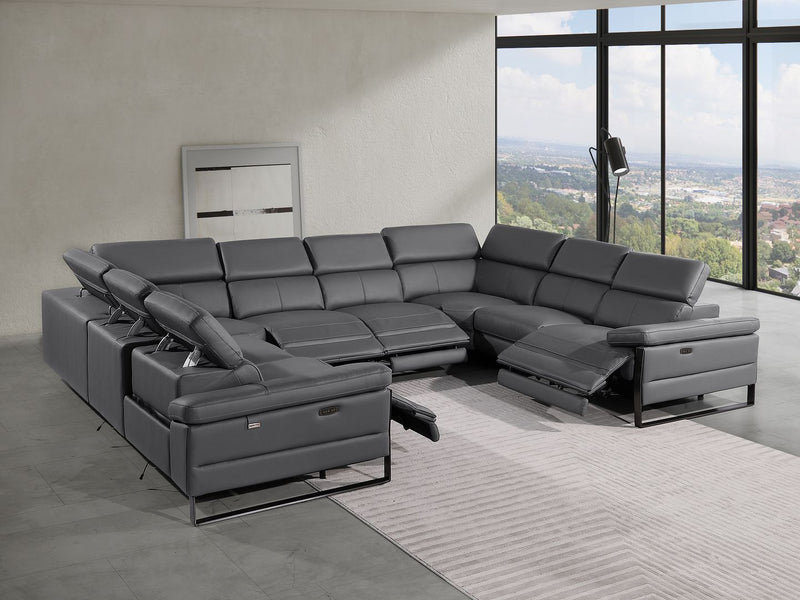 1246 - 8-Piece U-Shaped Modular Power Reclining Sectional With 4 Power Recliners And Power Headrests