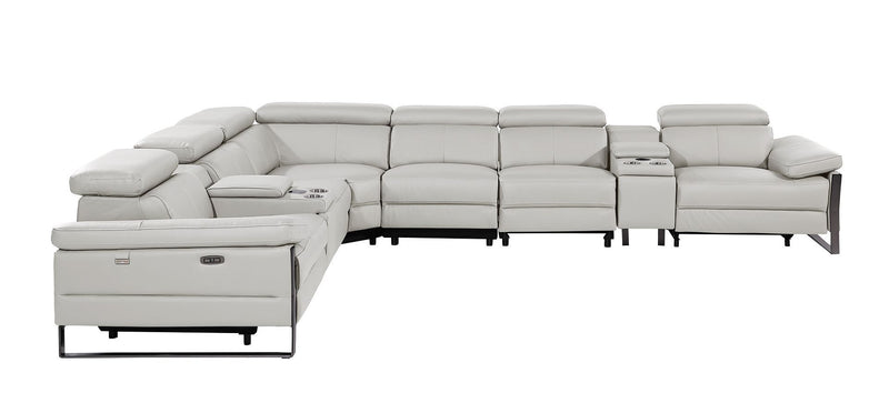 1246 - 8-Piece L-Shaped Modular Power Reclining Sectional With 3 Power Recliners And Power Headrests
