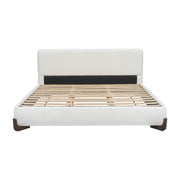 Elegant Boucle Upholstered Bed With Solid Wood Legs - R&R Furniture Gallery (Fountain Valley, CA)