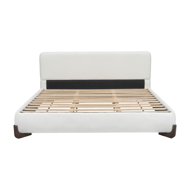 Elegant Boucle Upholstered Bed With Solid Wood Legs - R&R Furniture Gallery (Fountain Valley, CA)
