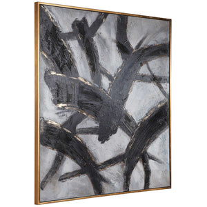 Slash - Hand Painted Canvas - Black / Gold / White