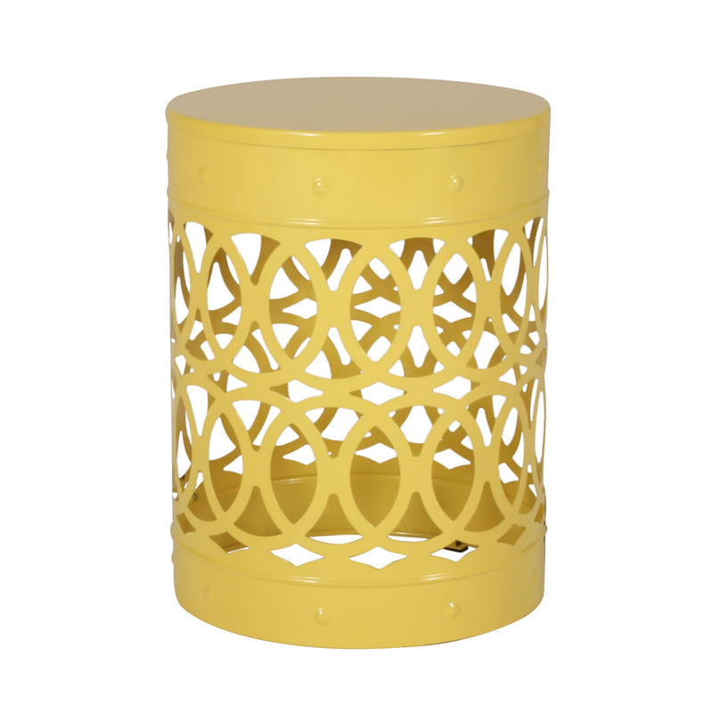 Noble House outdoor metal side table with S/2 end table design, featuring a sleek, durable surface for outdoor seating areas.