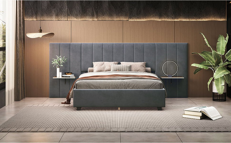 Upholstered Platform Bed With Big Headboard - R&R Furniture Gallery (Fountain Valley, CA)