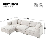 Luxe & Co. modern cloud L-shaped sectional sofa with oversized chaise, four seats, and two free pillows in stylish living room setting.