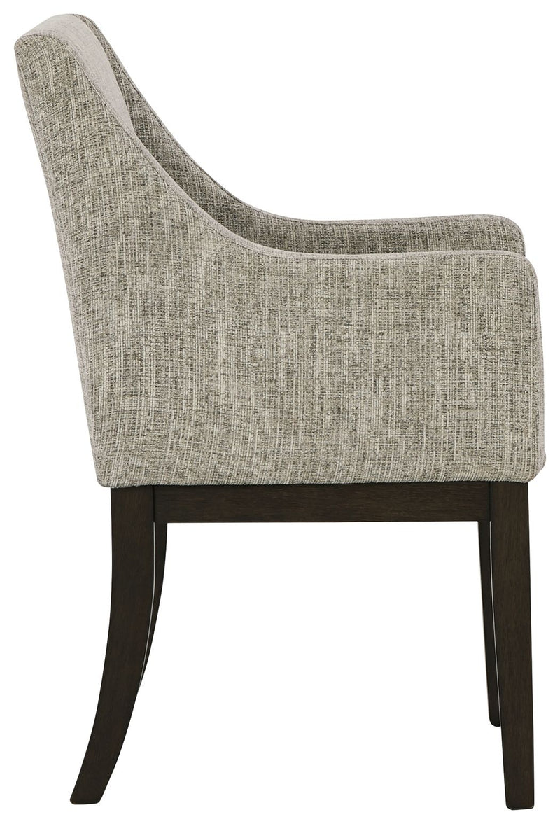 Burkhaus - Dining UPH Arm Chair (Set of 2) - Beige / Dark Brown - R&R Furniture Gallery (Fountain Valley, CA)