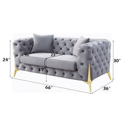 Jelanea - Loveseat With 2 Pillows - Gray Velvet & Gold - R&R Furniture Gallery (Fountain Valley, CA)