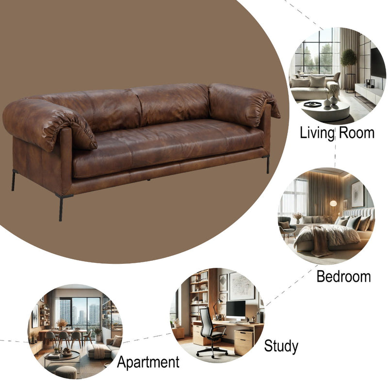 Jaron - Sofa - Mocha Top Grain Leather - R&R Furniture Gallery (Fountain Valley, CA)