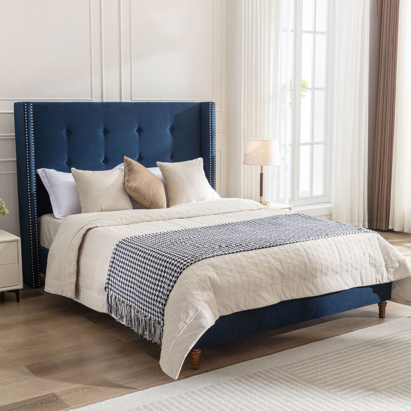 Peyton - Upholstered Bed With 54" High Headboard, Traditional Hand Buttoned Tufting - R&R Furniture Gallery (Fountain Valley, CA)