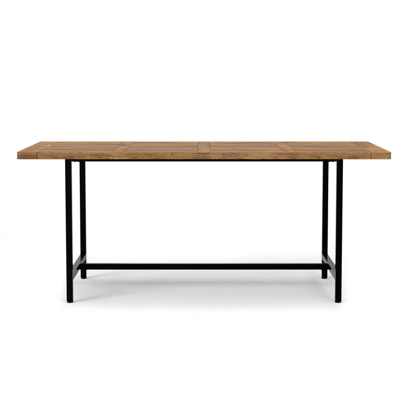 Simpli-Home Campbell handcrafted dining table with wooden finish and sturdy legs, perfect for modern dining rooms.