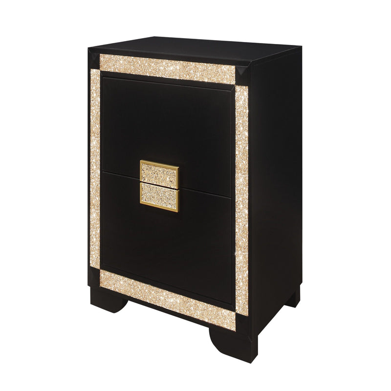 Lively - Nightstand With Glitter Detail And Thick Bar Handle Hardware - Black - R&R Furniture Gallery (Fountain Valley, CA)