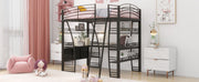 Loft Bed With 4 Layers Of Shelves And L-Shaped Desk, Stylish Metal Frame Bed With A Set Of Sockets, USB Ports And And Wireless Charging - R&R Furniture Gallery (Fountain Valley, CA)