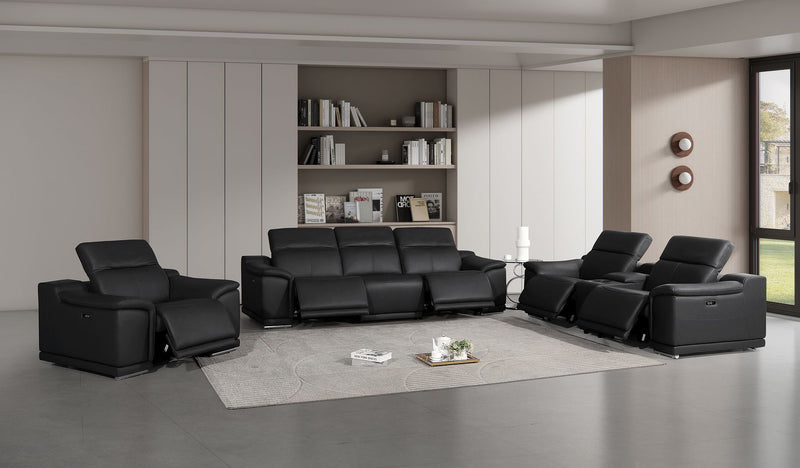 2679 - Power Reclining Sofa, Console Loveseat & Chair Set In Genuine Leather (5 Recliners)