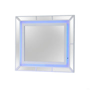 White Hollywood Hills mirror by Glory Furniture with a sleek, modern design, featuring a rectangular shape and clean lines.