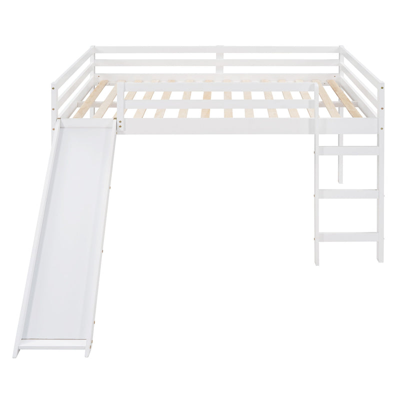 Full Loft Bed With Slide, Multifunctional Design - White - R&R Furniture Gallery (Fountain Valley, CA)