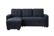 Ashlyn II - 84"W Woven Fabric Reversible Sleeper Sectional Sofa with Storage Chaise - R&R Furniture Gallery (Fountain Valley, CA)
