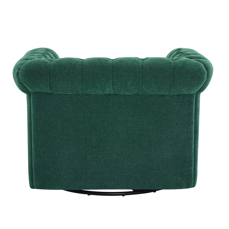 Chesterfield Style Swivel Club Chair With Button Tufted - R&R Furniture Gallery (Fountain Valley, CA)