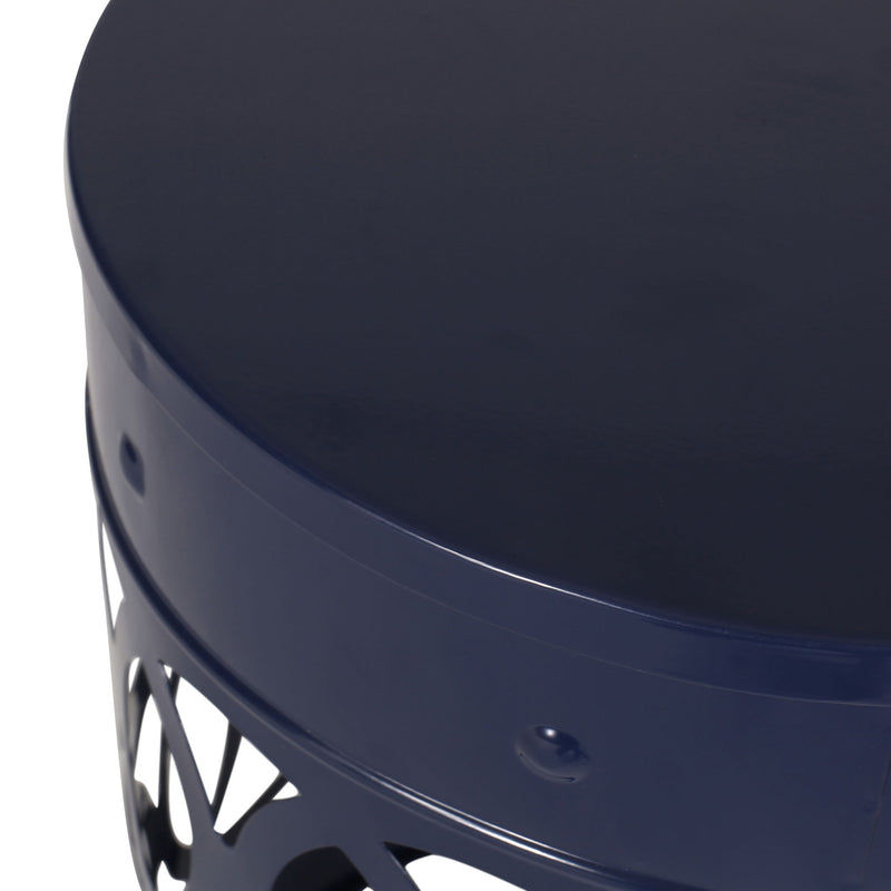 Outdoor metal large end table by Noble House with modern design, featuring a sleek, durable metal surface suitable for outdoor spaces.