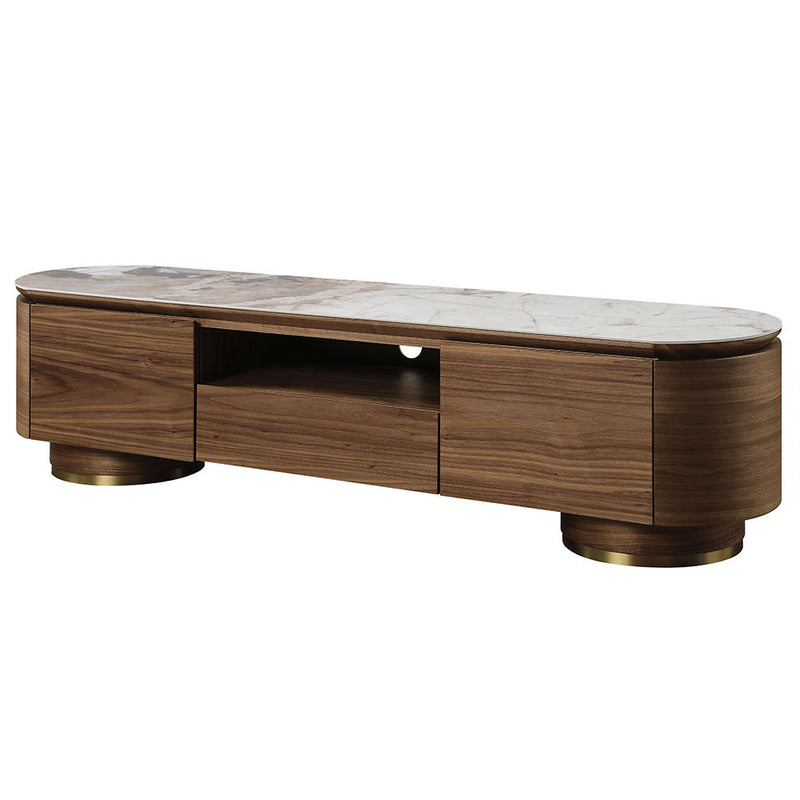 Willene - TV Stand With Ceramic Top - Ceramic Top & Walnut - R&R Furniture Gallery (Fountain Valley, CA)