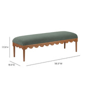 Vegan mohair upholstered bench with walnut wood legs from TOV Furniture, featuring a plush, modern design for living spaces.