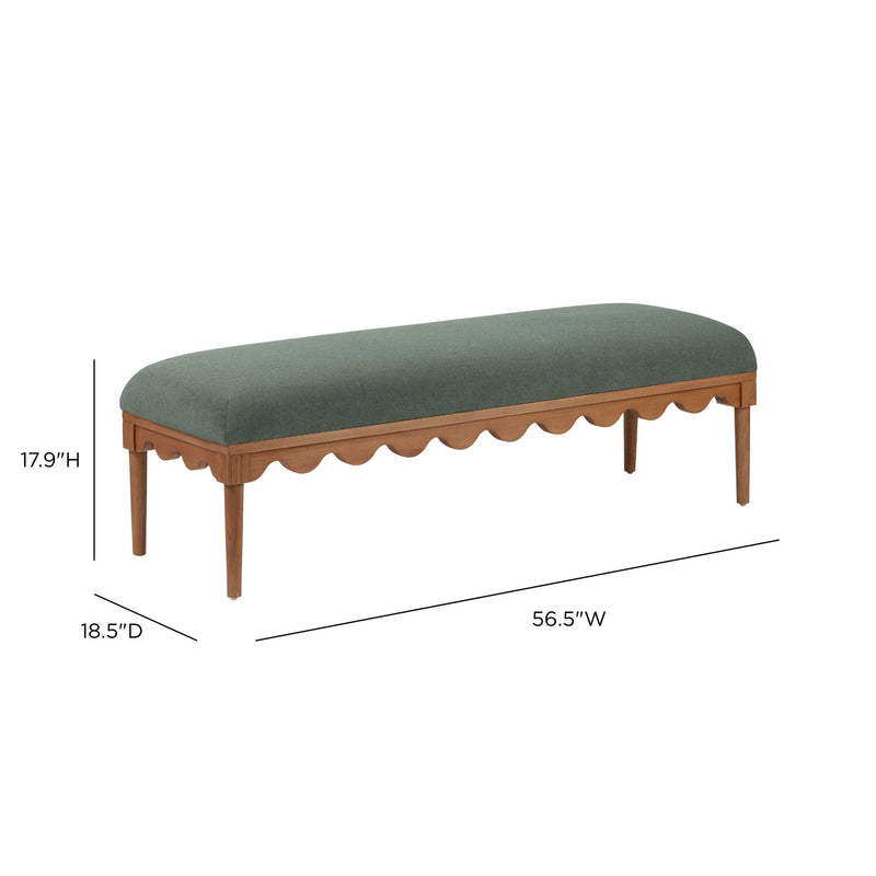 Vegan mohair upholstered bench with walnut wood legs from TOV Furniture, featuring a plush, modern design for living spaces.
